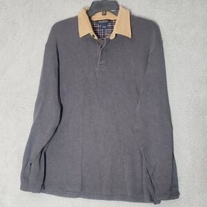 Brooks Brothers Charcoal Shirt with Beige Collar Size L